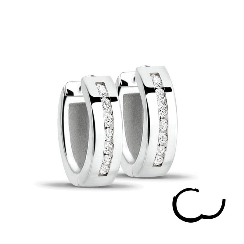 Treuheld 925 Silver Hoop Earrings with Crystals 4 Colours