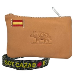 Leather Coin Purse with the Colors of the Bandea of Spain. Handmade Spanish Purse. Includes Keychain and Bracelet of Spain., Boar 2, Classic
