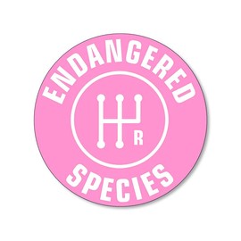 Round Light Pink Stick Shift - Endangered Species Sticker (Decals Manual Transmission Driver Vinyl Shifting Gears for Cars, Trucks (5 inch)
