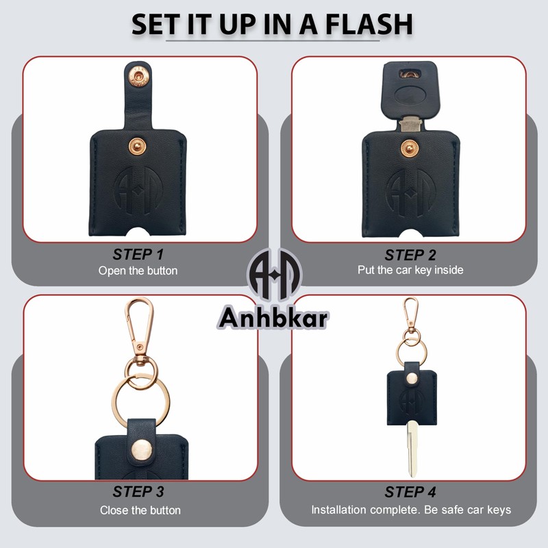 ANHBKAR Leather Keys Sleeve for Broken Car Key Loop Replacement