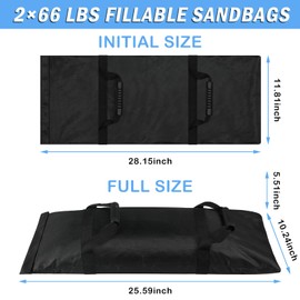 Umbrella Base Weight Sandbags, 2 x 66 LBS Fillable Straight Sand Bags for Cantilever Patio Umbrella, Trampoline, Outdoor Garden Backyard Furniture(Without Sand)