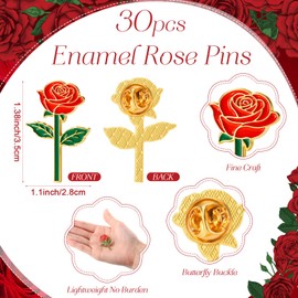Liliaafar 30 Sets Red Funeral Favors for Guests, Memorial Rose Pins