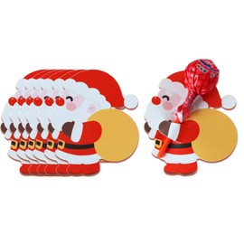 HIENAJ 50 Pcs Christmas Lollipop Holder Paper Tags Santa Claus Candy Cookie Chocolate Cute Wrappers Card Decorations Label Home Xmas New Year Craft DIY Party Supplies2