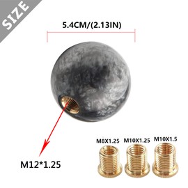 Lotcesfun Shift knob Round Ball Marble Style Universal for Manual Automatic Vehicles with 3 adapters （Gray）