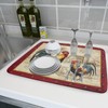 Farm Rooster Dish Drying Mat for Countertop 18x24 Inches Red