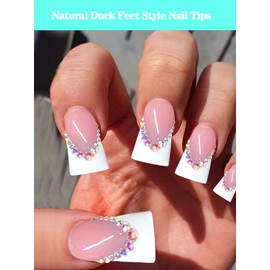 Short Duck Nail Tips, 500PCS Half Cover Duck Acrylic Nails, Clear Duck Feet Flare Nail Tips for Acrylic Nails, Extra Short Fan Wide French False Nail Extension for Nail Salon 10 Sizes