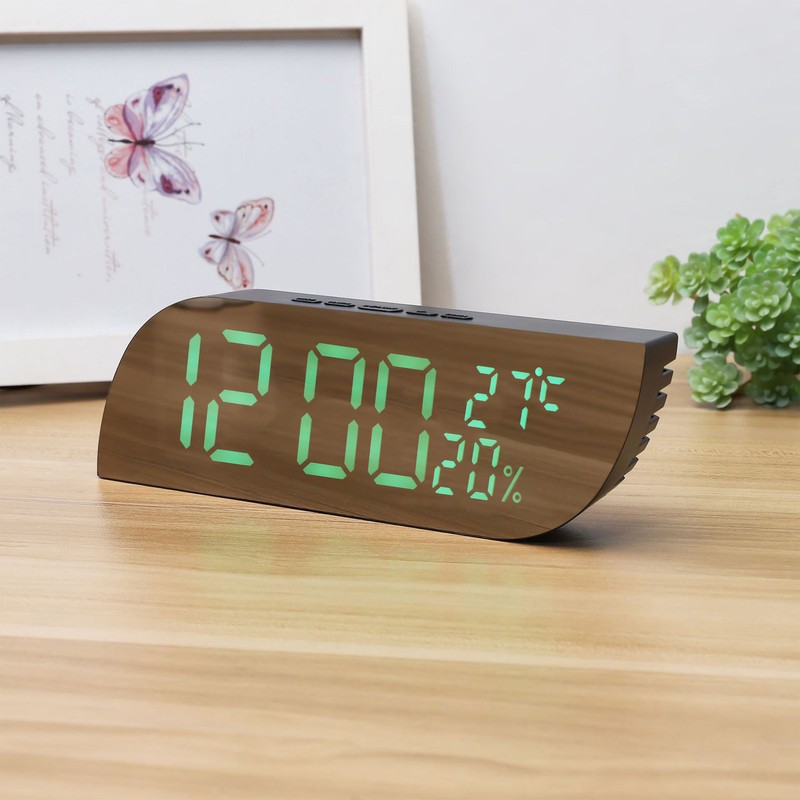 Digital Alarm Clock Multifunction Innovative Silent Temperature Humidity LED Mirror