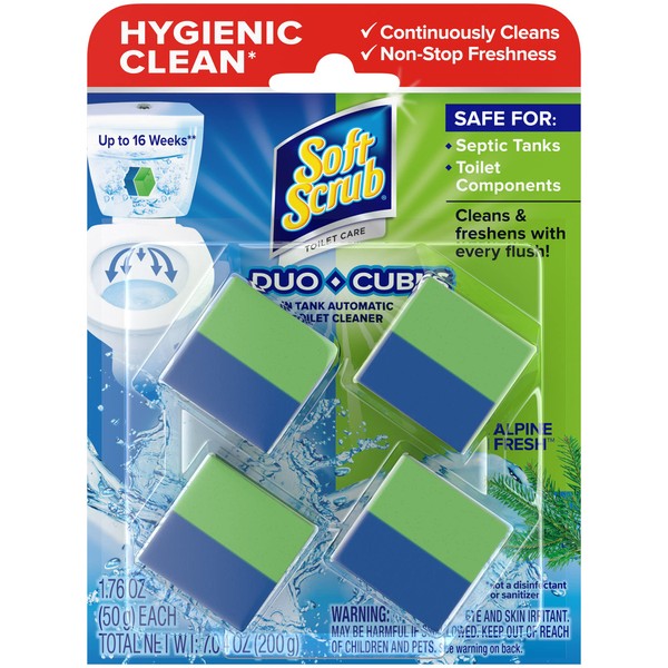 Soft Scrub in-Tank Toilet Cleaner Duo-Cubes, Alpine Fresh, 4Count