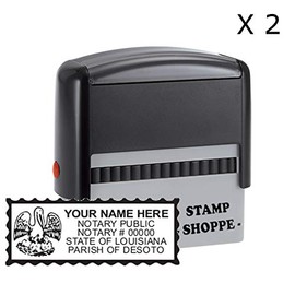 Louisiana Notary Grey Stamp Self Inking | Printy 4913, 2.3x0.81 Inch Rectangular Prints | Louisiana (Two Stamps (Same Customization)