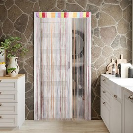200 x 100 cm Thread Curtain, Colourful Glitter Fly Curtain, Patio Door, Multicoloured Room Divider, Fly Protection for Wedding, Cafe, Restaurant