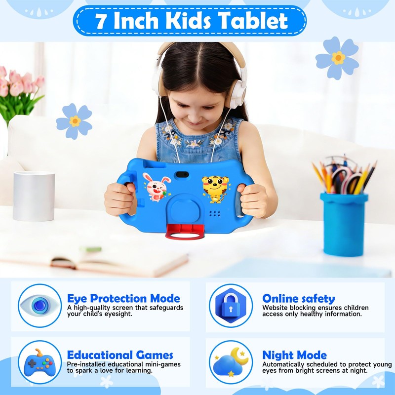 Nyxolaria Kids Tablet 7 inch Android 12.0 for Toddler, 4GB