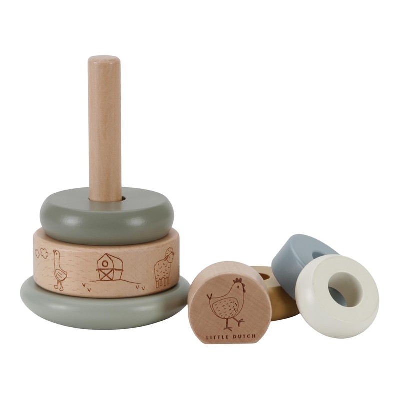 Little Dutch Little Farm 7142 FSC Wooden Ring Stacking Tower