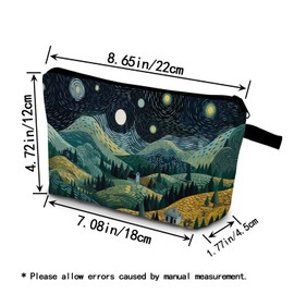YULUENZE Starry Night Gift Starry Sky Makeup Bag Cute Small Organizer Bag with Zipper Starry Painting Cosmetic Bag Birthday Gifts for Women Sisters Friends