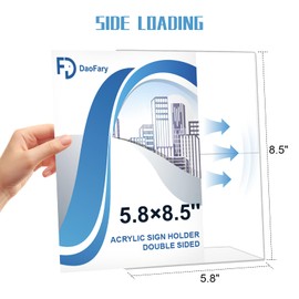 Daofary Acrylic Sign Holder 5.8 x 8.5, L Shape Slanted Back Clear Sign Holder Plastic Paper Holder Slant Back Sign Holders inches Sign Holder Plastic Display Stand for Office, Store, 8 Pack