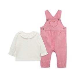 Little Me Clothes for Baby Girls' Heart Overall and Shirt Set, Pink, 12 Months