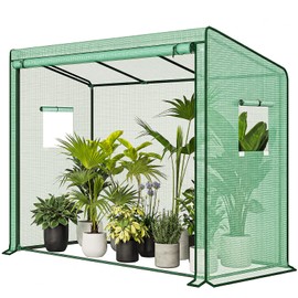 Gentingbro Greenhouse for Outdoors Portable Lean to Green House Heavy Duty with Roll-Up Zippered Door Tall Plastic Greenhouses for Outside Plants Growing Shed Tent for Backyard 79 x 31 x 59-Inch