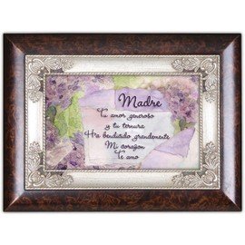 Cottage Garden Mom Madre Spanish Tu Amor Generoso Burlwood Jewelry Music Box Plays Amazing Grace
