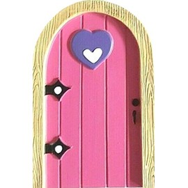 Enchanted Miniature World Fairy Door - Garden Home Indoor Outdoor Ornament - 8 designs - 12cm (pink heart)