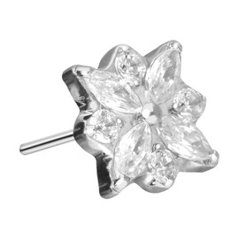 PIERCINGLINE Titanium Attachment with Push Pin Crystal Flower without Labret Stud Piercing Ear Tragus Helix Conch Choice of Colours, Titanium
