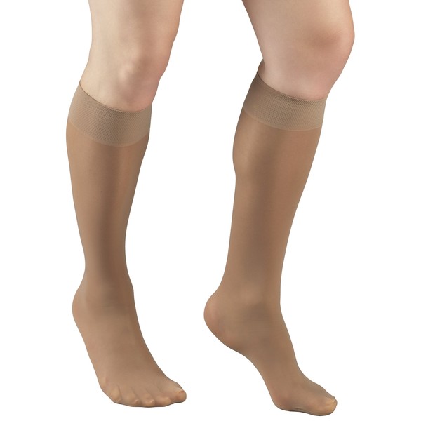 Truform Sheer Compression Stockings, 8-15 Mmhg, Women's Knee High Length, 20 Denier Beige, Pack of 1