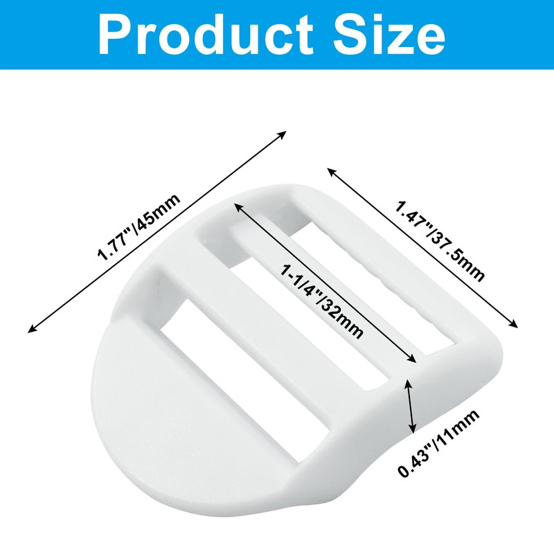 BokWin Ladder Lock Buckle, White, 1-1/4 inch