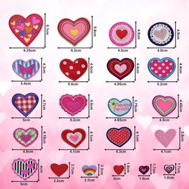 THATSRAD Pack of 22 iron-on patches, heart appliqué, iron-on patches, heart iron-on patches, embroidered iron-on patches, heart-shaped appliqué for ironing on clothing