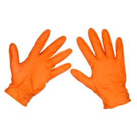 Sealey SSP56L Orange Diamond Grip Extra-Thick Nitrile Gloves Large - Pack of 50