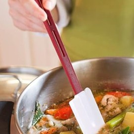 Soro Essentials- 14" Flat Blade Silicone Scraper Heat Resistant up to 600°F - Raised Ridges Kitchen Scraper Silicone Spatula for Cooking Baking Mixing Frosting Kitchen Utensils