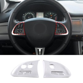 Carworld66 For Jaguar XF 2012-2015 Steering Wheel Button Trim Frame Stainless Steel 6PCS