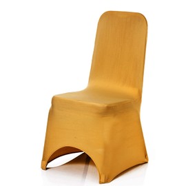 WedDecor Gold Spandex Chair Cover Stretch Removable Slipcover Dining Room Wedding Decor, Christmas Party, Banquet, Anniversary, Birthday Decoration, 1pc
