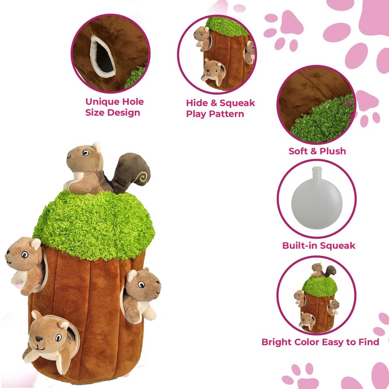 Glow Pups Squirrel in Tree Hide and Seek Plush Squirrel