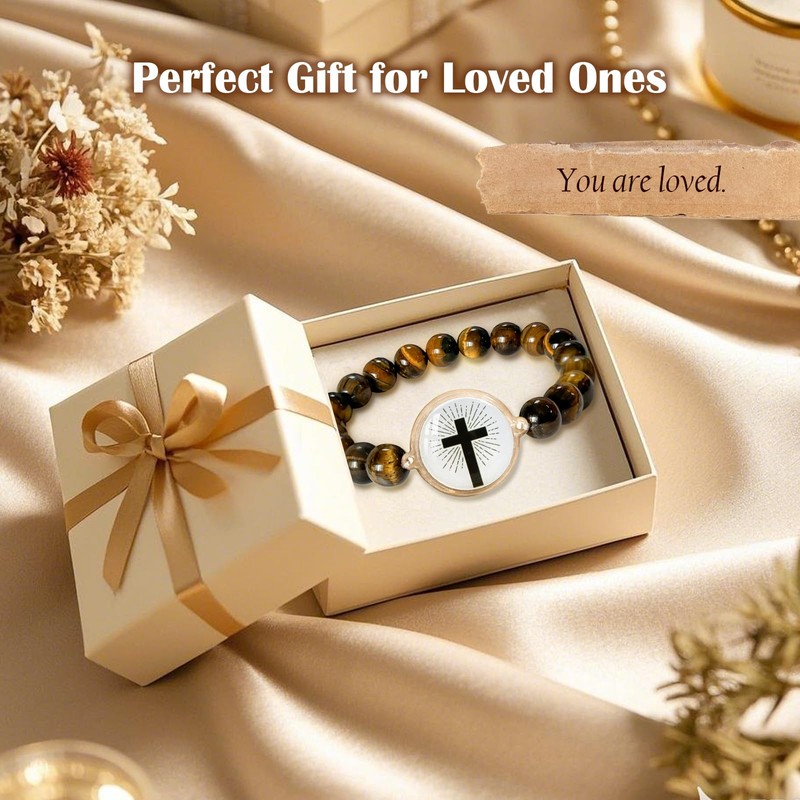 Anpzband Daily Bible Verse Bracelets with Natural Stones - Stretch