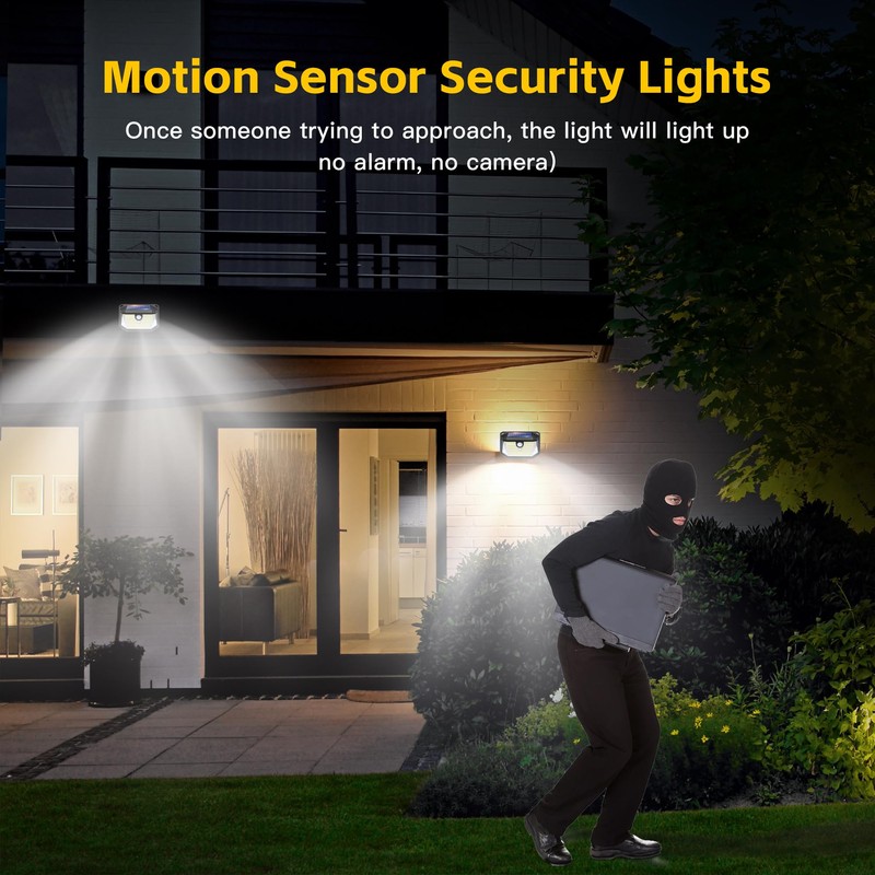 FAXBOX Solar Lights Outdoor Motion Sensor, 178 LED 300LM Waterproof