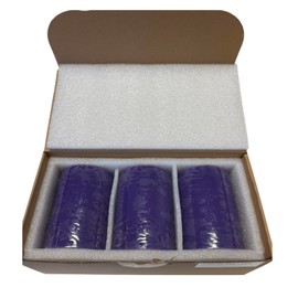Mister Candle Dripless Unscented Pillar Candles, Set of 3 Hand Poured Solid Color Non-Scented Candles for Home Decor, Premium Wax, 60 Hr Burn Time - 3x4 Inch, Purple