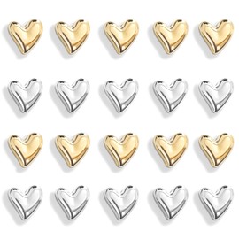 20pcs Heart Refrigerator Magnets, Cute Fridge Magnets for Home & Kitchen, Decorative Love Heart for Whiteboard, Refrigerator, Office and Gifts (Gold+Sliver)