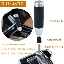 Temzzer 5" Long Shift Knob Polished Alloy Heavy Gear Lever Head Car Shifter for Most Manual Automotive Vehicles (Silver)
