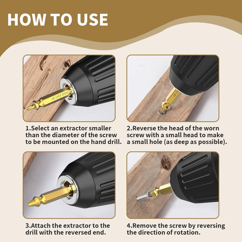 Asheyya 6PCS Screw Remover and Extractor Bit Set, Double Ended