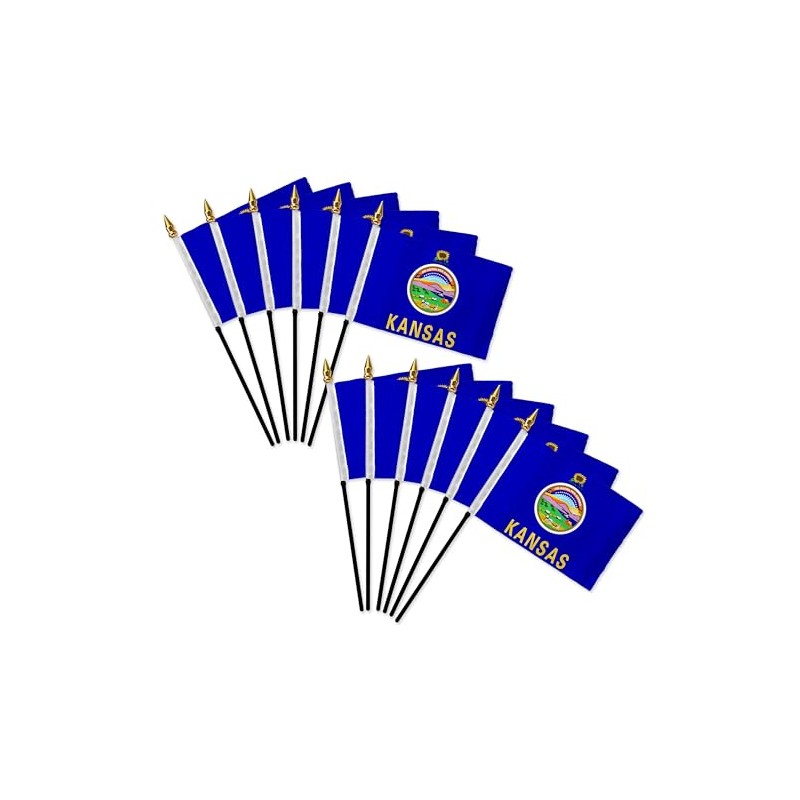 Kansas 4x6in Stick Flag - 1 dozen pack