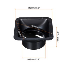 PATIKIL 4 Inch Duct Connector Flange, ABS Square Air Ventilation with Duct Backdraft Valve for Heating Cooling Ventilation System, Black