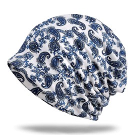 White Fang CA047 Knit Hat, Paisley Pattern, Knit Cap, 2-Way Men's, Women's,