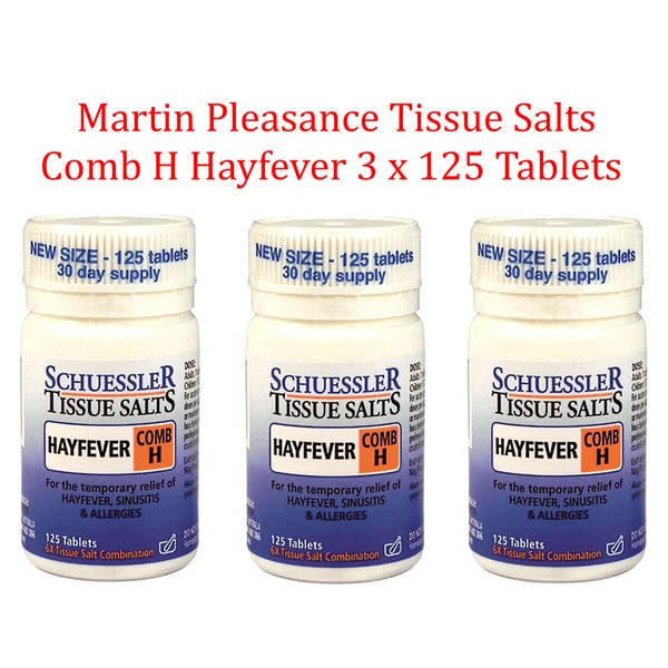 3 x 125 Tablets Martin & Pleasance Comb H HAYFEVER Schuessler Tissue Salts * 375