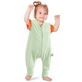 NesriToy Baby Sleeping Bag with Feet, Summer, 0.5 Togs, Oeko-Tex Sleeping Bag, Children, 100% Cotton, Mint