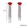 QTMY Sparkling Diamond Red Lips Rhinestone Tassels Earrings Jewelry for