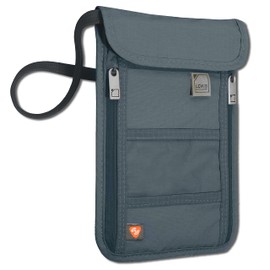 Lewis N. Clark Stash Neck Travel Wallet, RFID Blocking Passport Holder, Protect Personal Information, Charcoal
