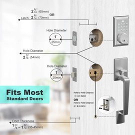 NeuType Door Handle Sets with Keypad Deadbolt Electronic Keyless Lock Set Auto Lock, 1-Touch Locking, 50 User Codes, Easy to Install, for Homes Office and Hotel, Satin Nickel-Modern