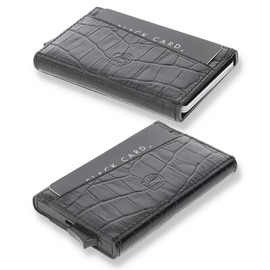Solo Pelle Leather Slim Wallet with RFID Protection for up to 11 cards, model: Mech Leather, croco black