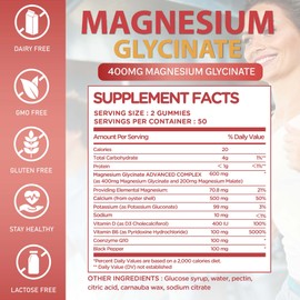 마그네슘 글리시네이트 구미 - 뇌 건강 및 이완 지원 수면 지원, 60정, 1개 Magnesium Glycinate Gummies - Brain Health and Relaxation Support, Sleep Support, 60 Tablets, 1 Unit
