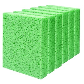 Cellulose Sponges, Large Size 4" x 6" - Heavy Duty Scrub Kitchen Sponge, Clean Tough Messes Without Scratching Kitchen Cleaning Pads, Pop Up Eco DIY (6 Pack), Green