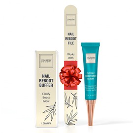 Onsen Secret Japanese Nail Sparkle-KIT, A 120/180 Grit Nail File, 3-Way Nail Buffer Block, Cuticle Serum with Cuticle Oil in Action-15ml, Optimum Nail Care Series