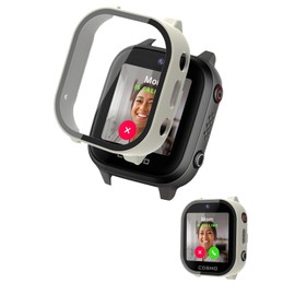 Case for JrTrack 4 Kids Smart Watch by Cosmo,NOUKAJU Screen Protector Smart Watch,Built-in 9H Tempered Glass Film, Hard PC,Easy to Install,Protective Cover for JrTrack 4 Kids Smart Watch(Milk-White)